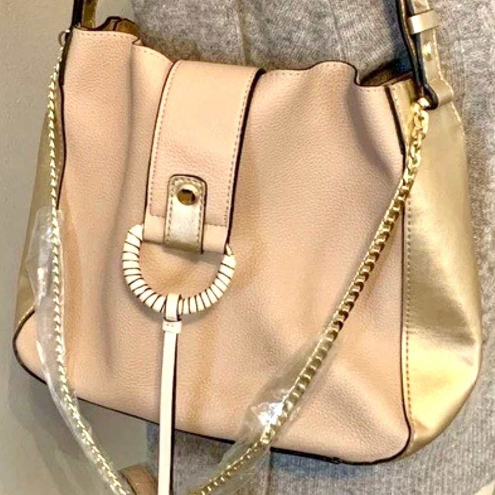 Kate Landry tan leather shoulder bag NWOT neutral purse